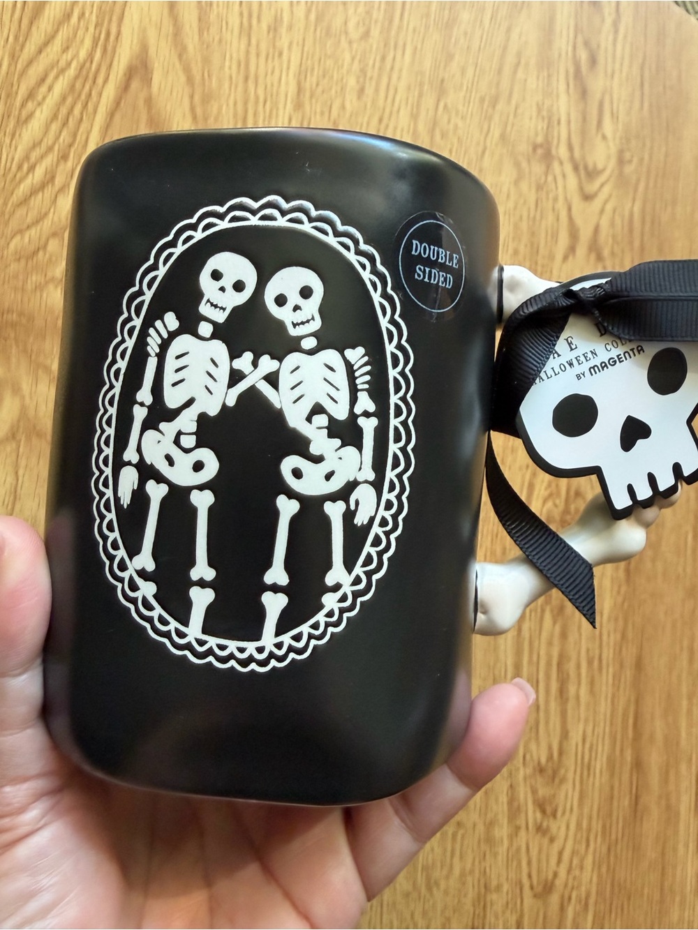 Rae Dunn Black and White Skeleton Mug